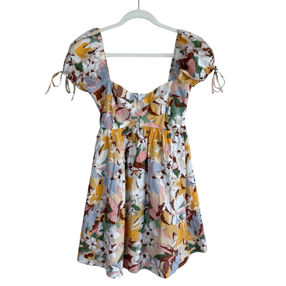 Abercrombie & Fitch Baby Doll Mini Dress Size M Floral Puff Sleeve Cottage Core